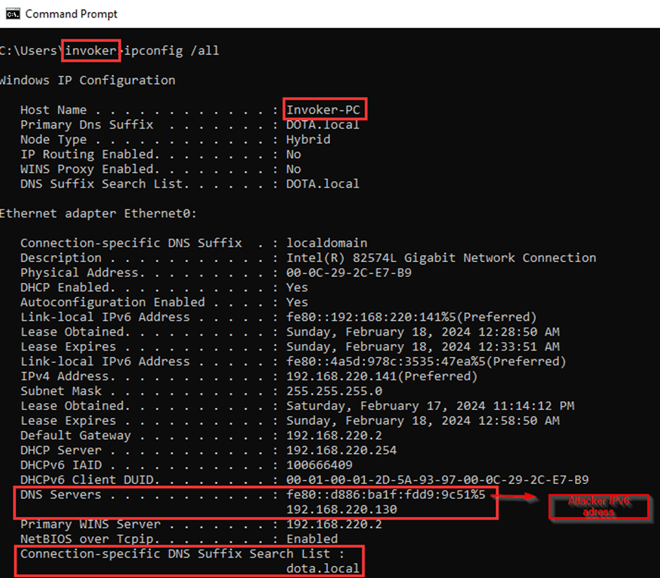 Victim defines attacker's IPv6 as DNS