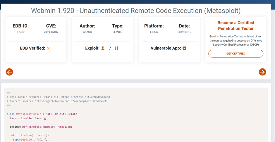 Figure 4 – Metasploit Module